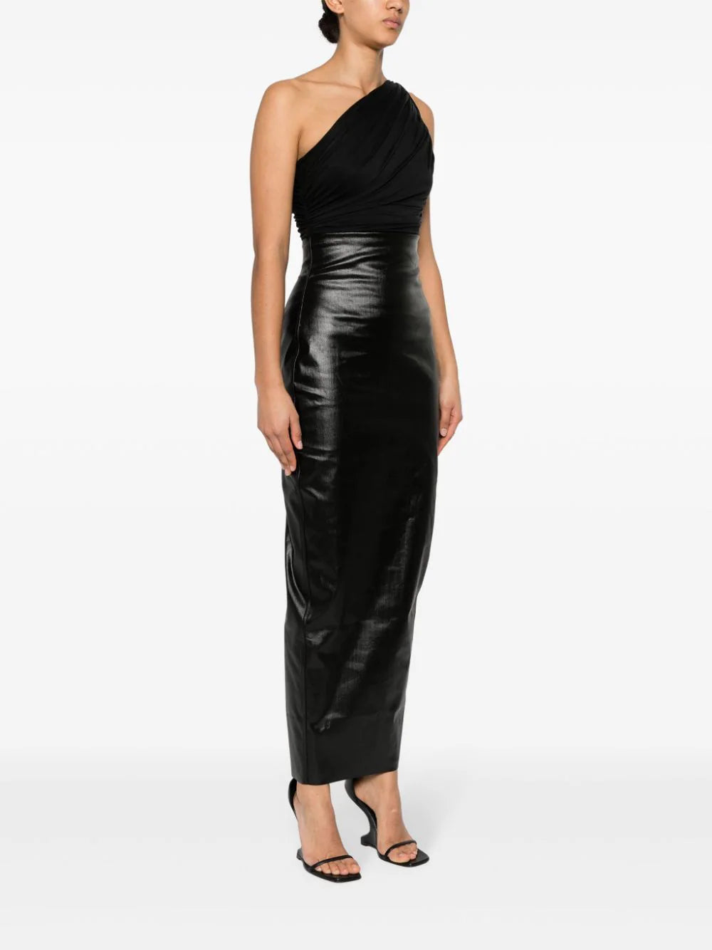 RICK OWENS Dirt Pillar In Blackl Coated Stretch Denim