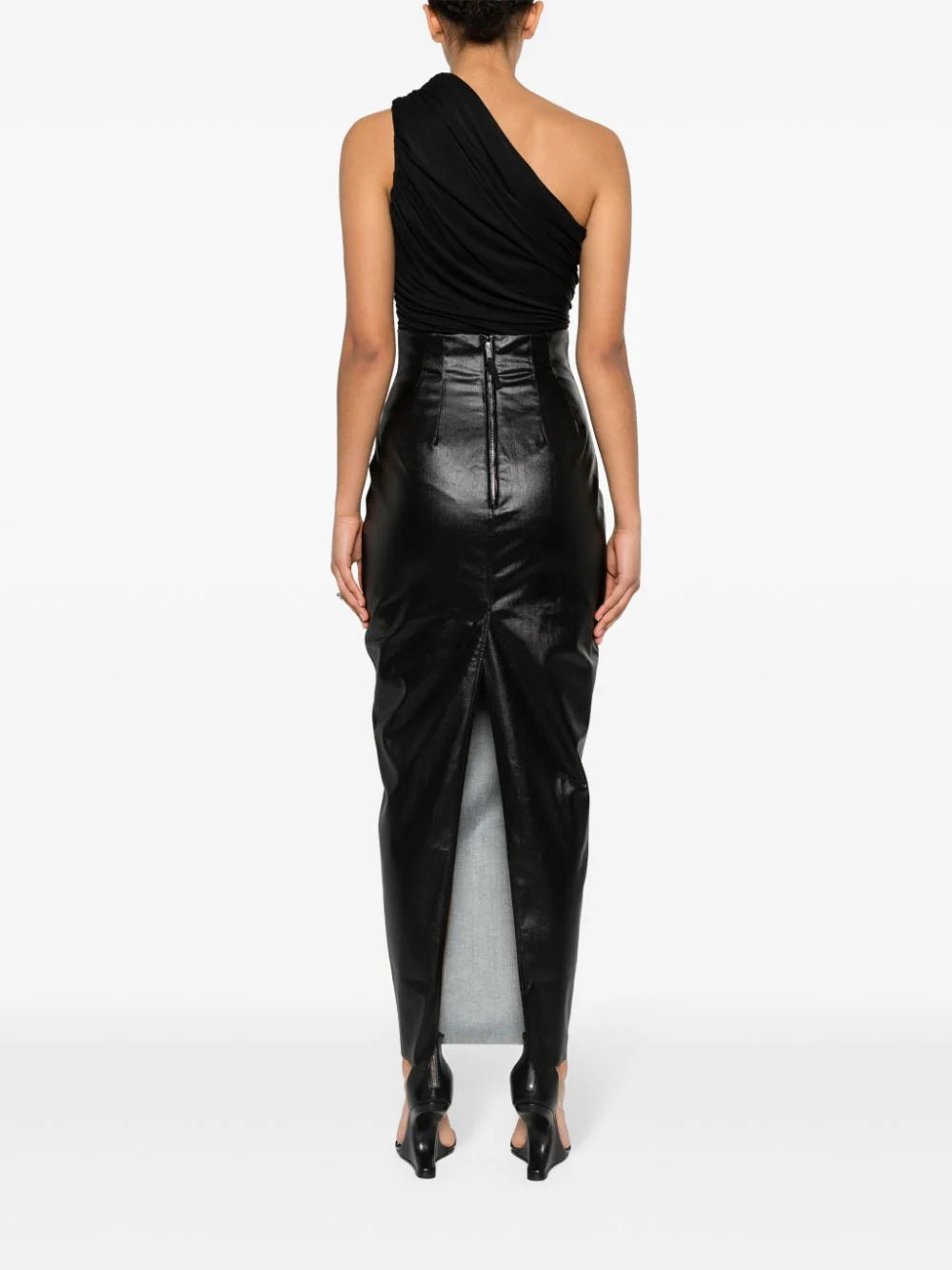 RICK OWENS Dirt Pillar In Blackl Coated Stretch Denim