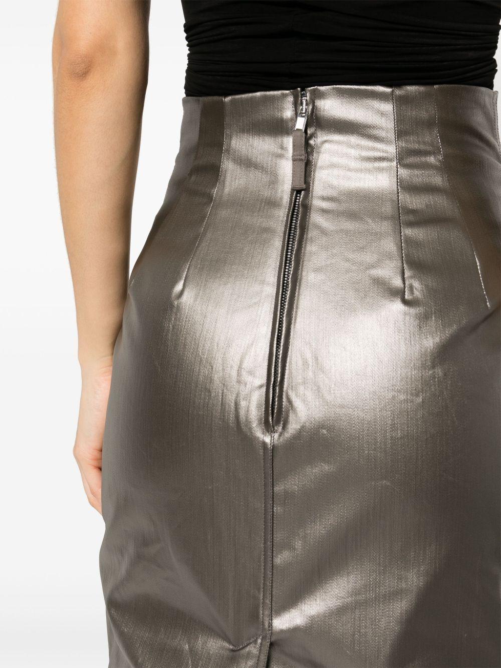 RICK OWENS Dirt Pillar In Gun Metal Coated Stretch Denim