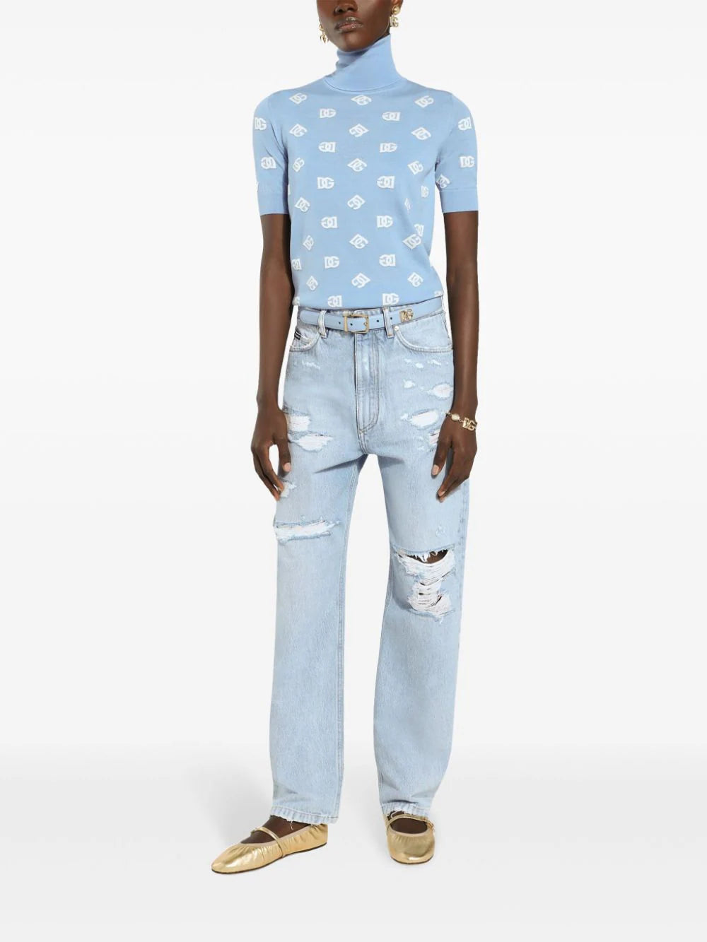 Dolce & Gabbana Distressed Finish Straight-legged Jeans