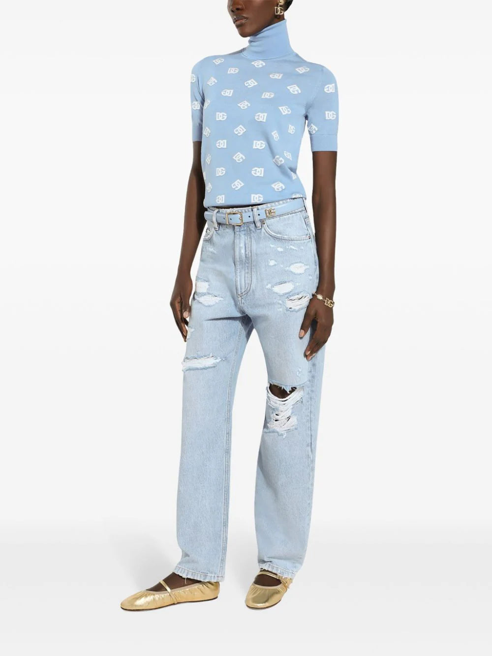 Dolce & Gabbana Distressed Finish Straight-legged Jeans