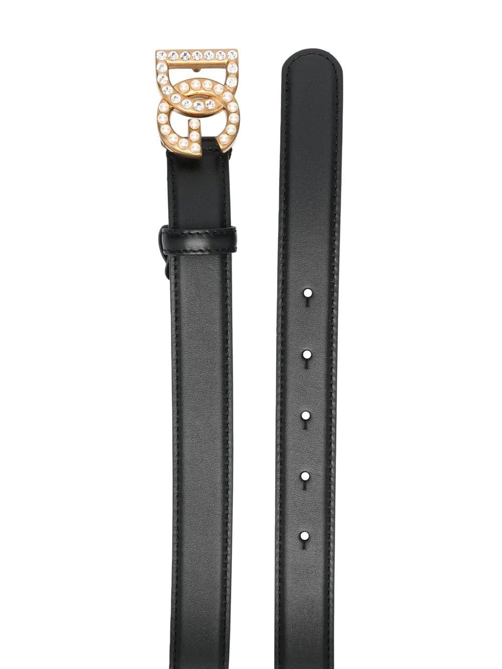 Dolce & Gabbana Belt With Bejeweled Dg Logo