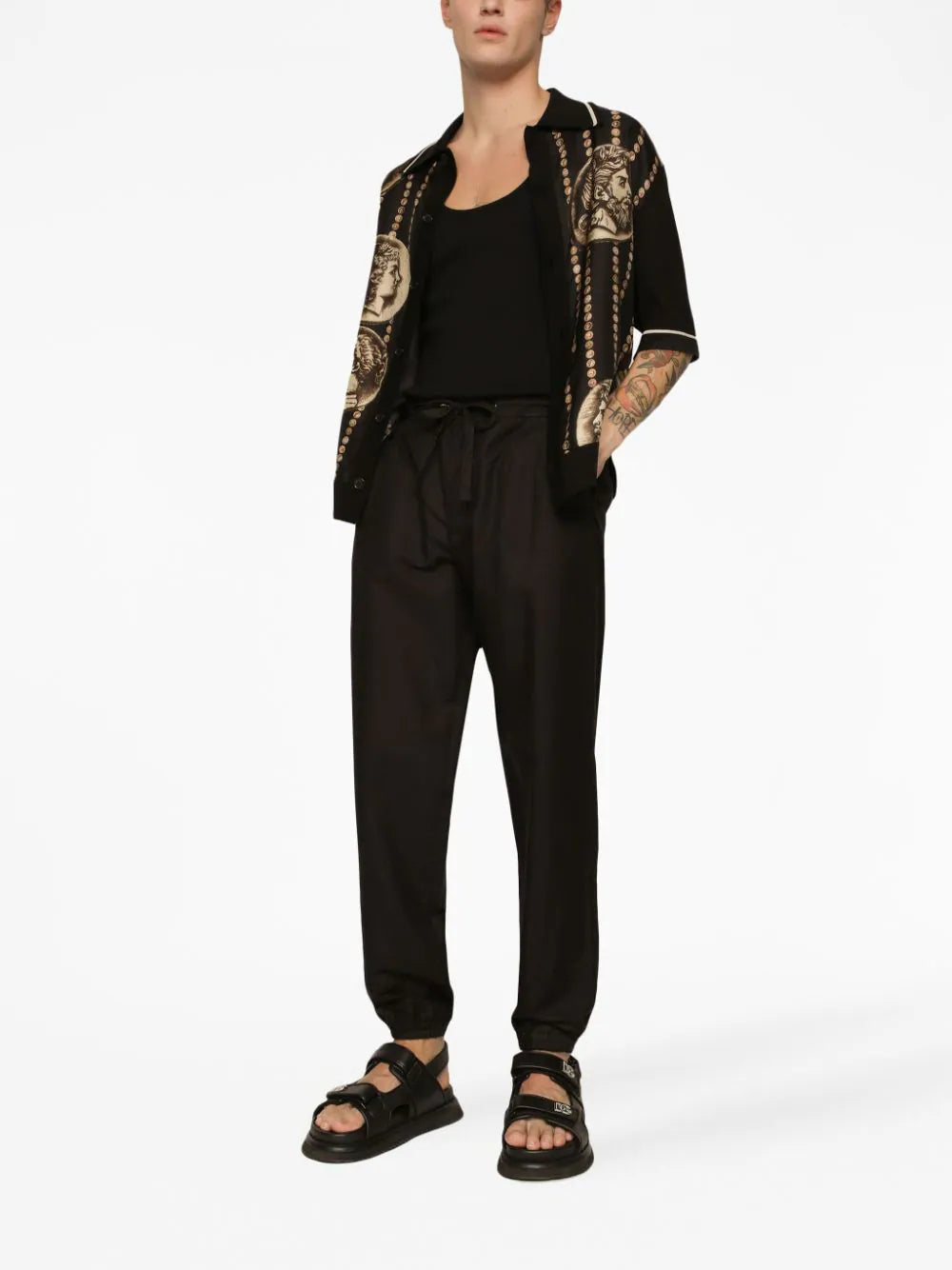 Dolce & Gabbana Coin Print Polo Shirt With Panel
