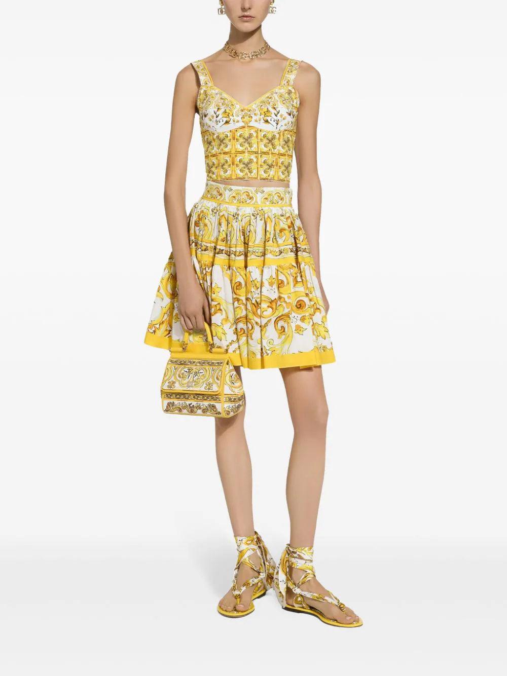 Dolce & Gabbana Corset Top With Majolica Print
