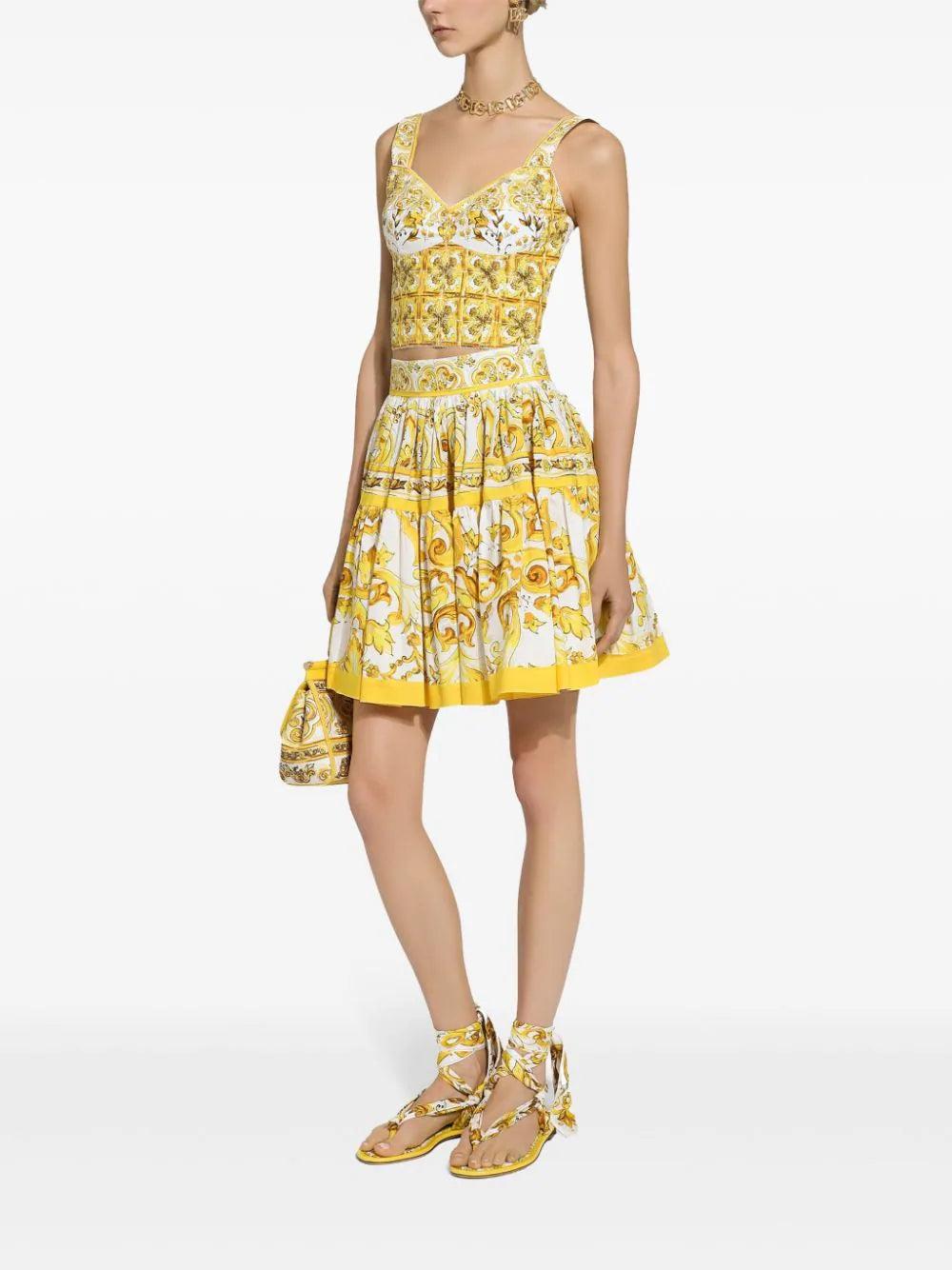 Dolce & Gabbana Corset Top With Majolica Print