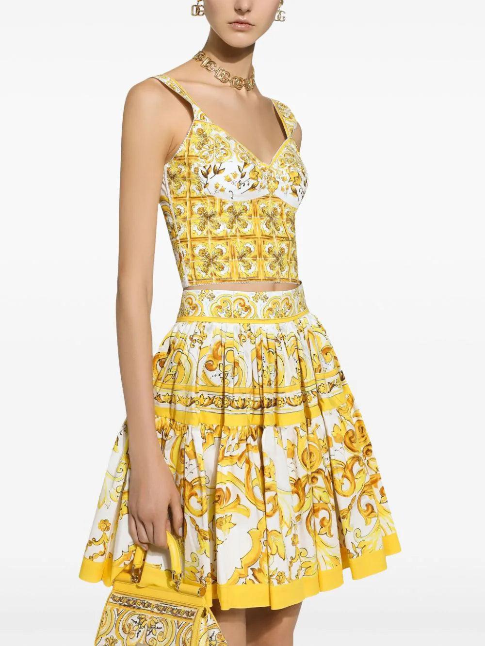 Dolce & Gabbana Corset Top With Majolica Print