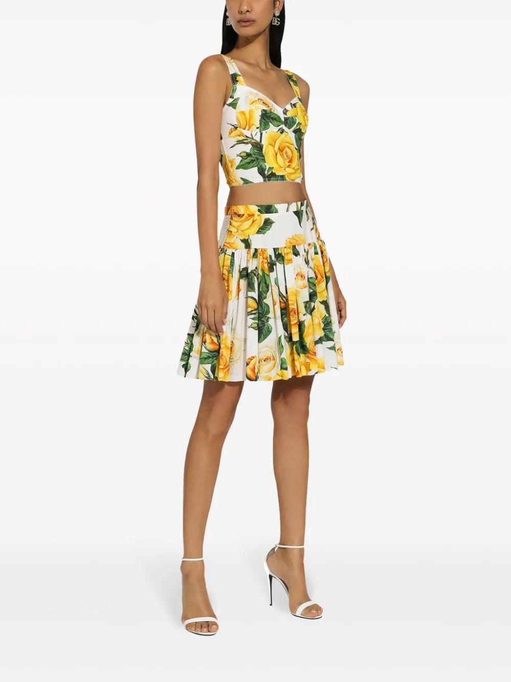 Dolce & Gabbana Corset Top With Yellow Rose Print