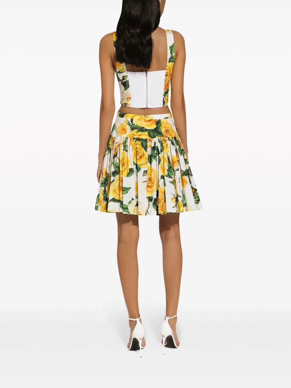 Dolce & Gabbana Corset Top With Yellow Rose Print