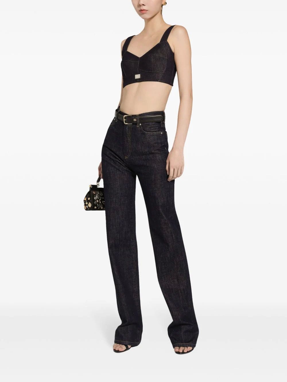 Dolce & Gabbana Cotton Denim Corset Bralette Top