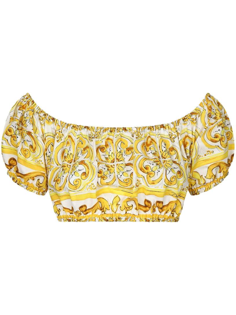 Dolce & Gabbana Crop top with majolica print