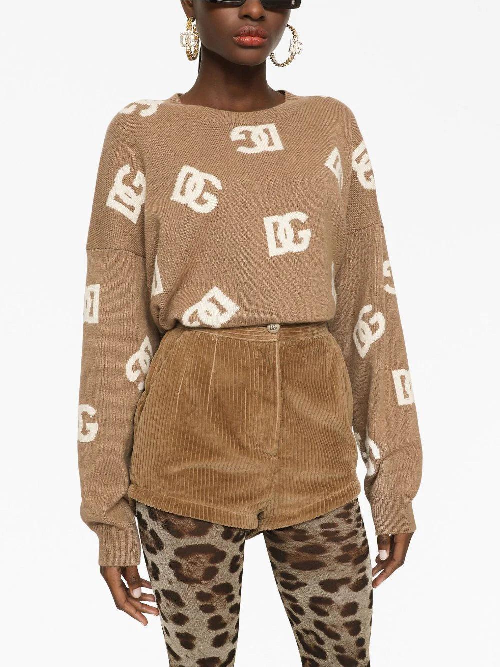 Dolce & Gabbana Cropped Wool Sweater With Dg Inlay