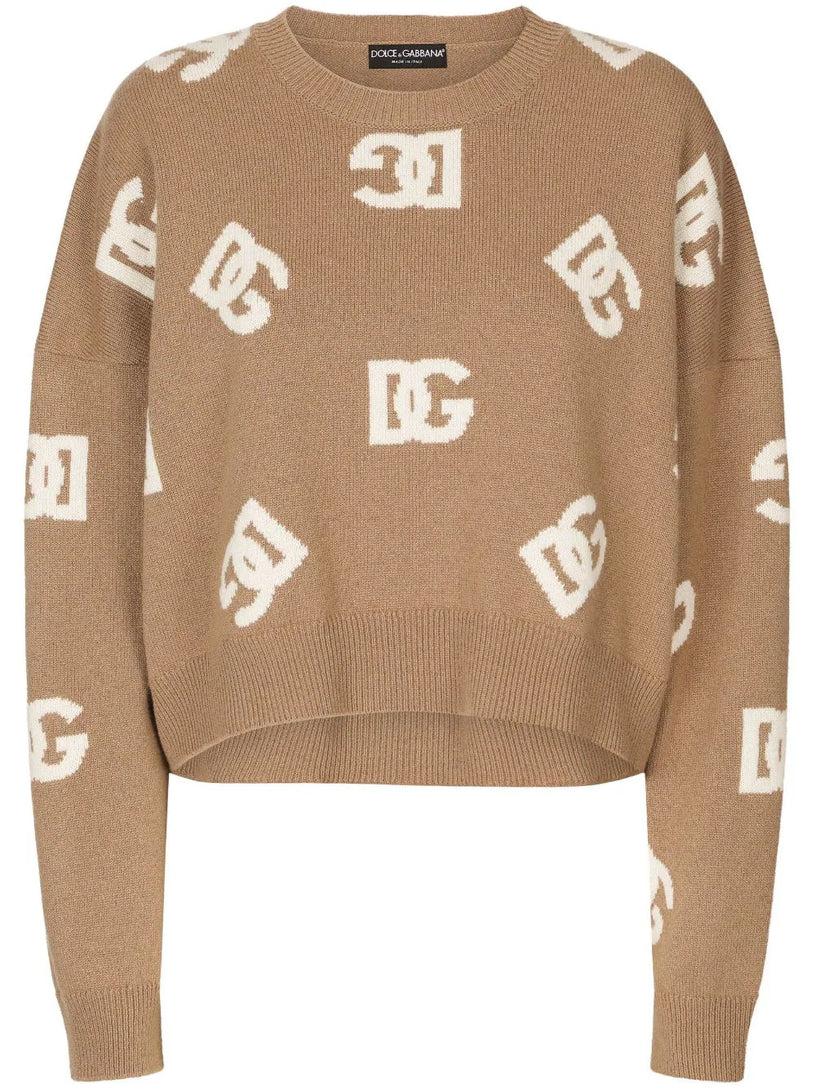 Dolce & Gabbana Cropped wool sweater with dg inlay
