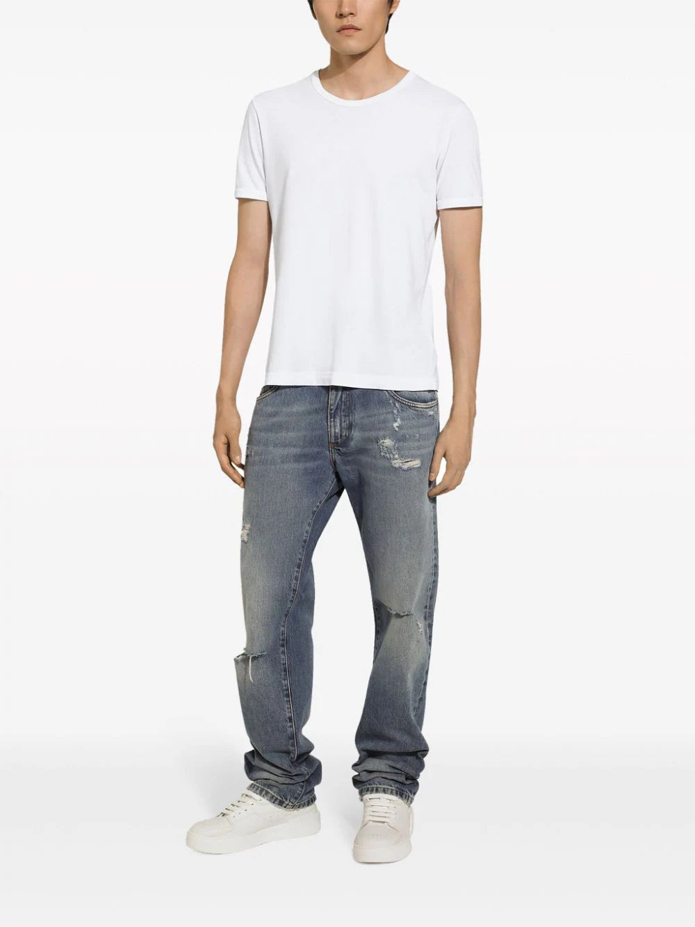Dolce & Gabbana Distressed Wide-leg Jeans