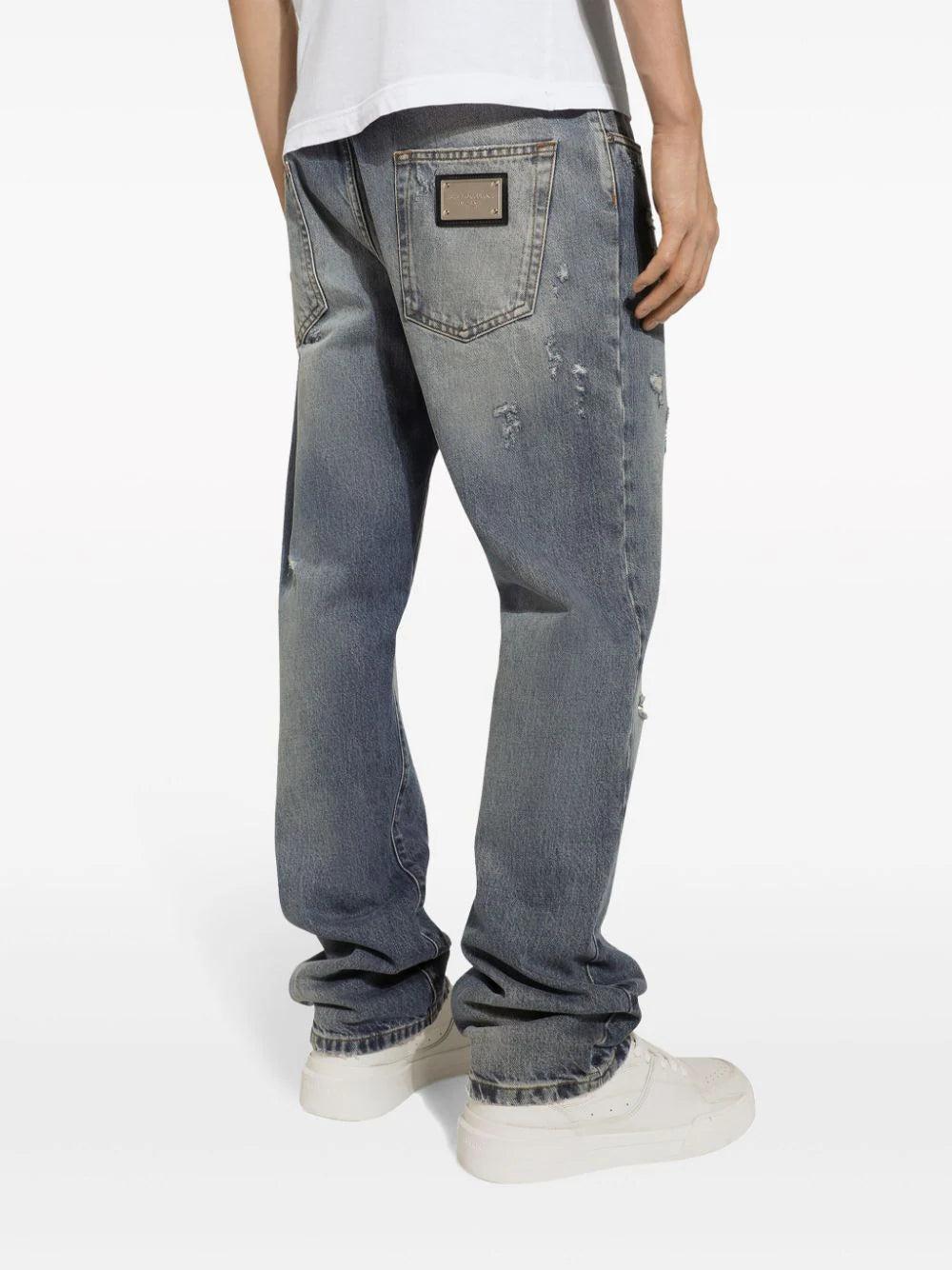 Dolce & Gabbana Distressed Wide-leg Jeans