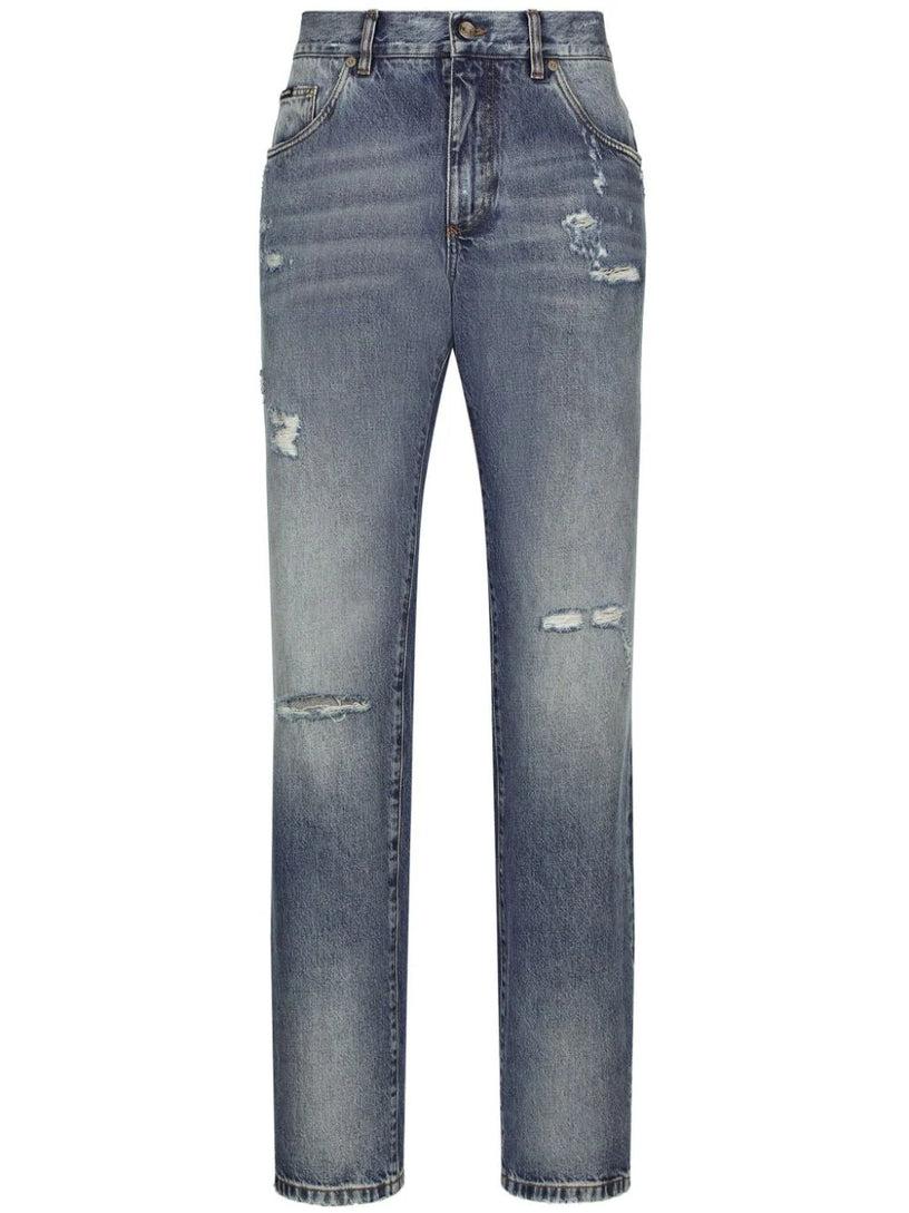 Dolce & Gabbana Distressed wide-leg jeans