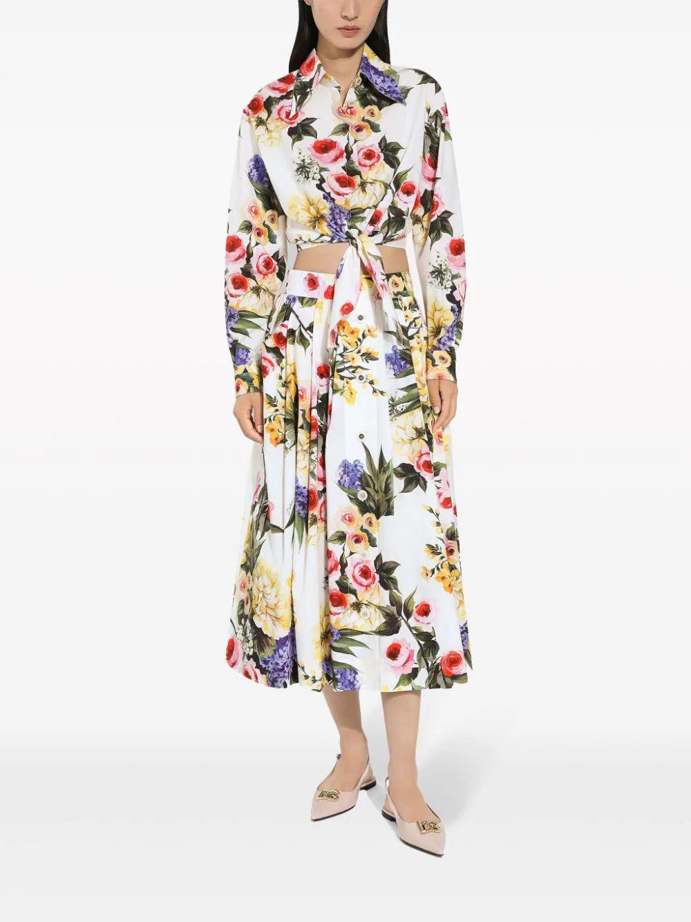 Dolce & Gabbana Garden-printed Midi Circle Skirt