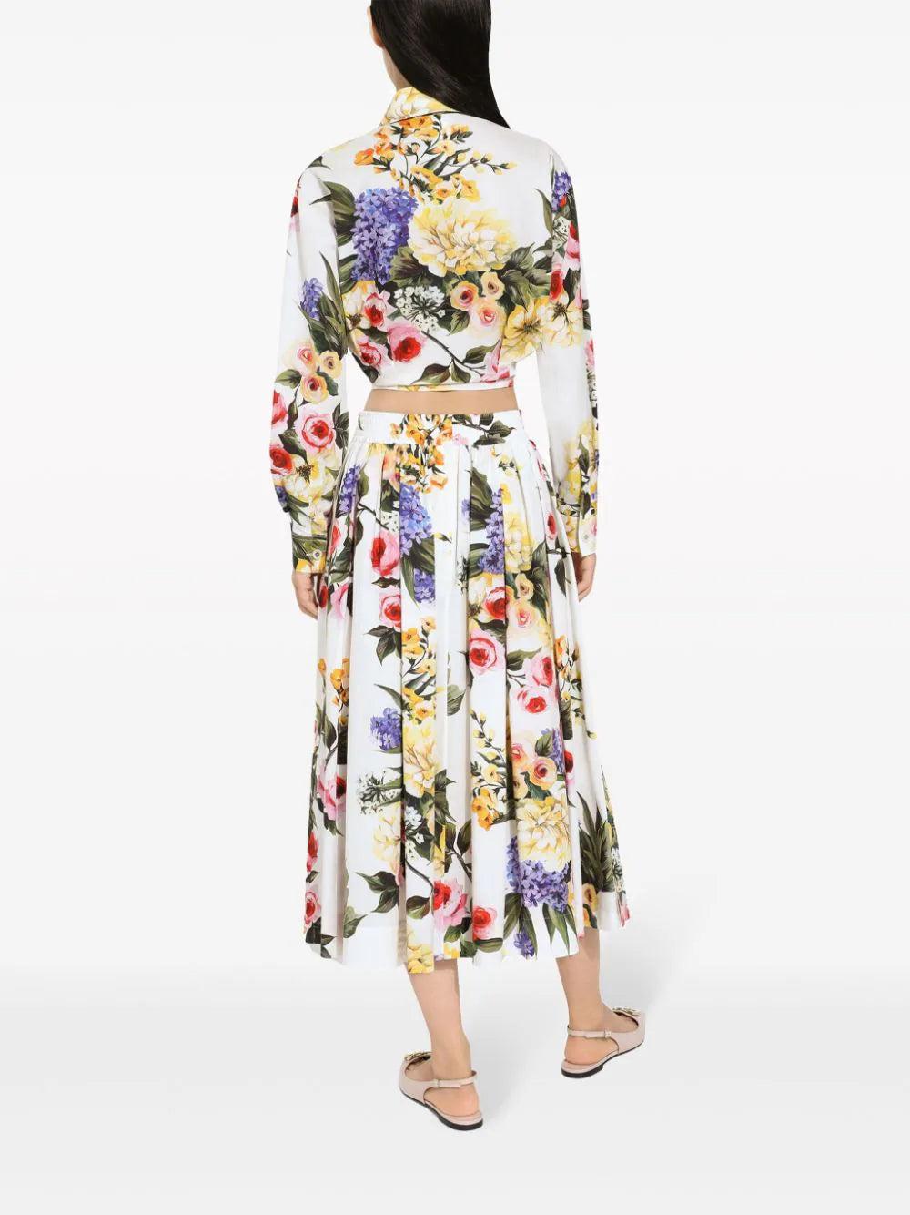 Dolce & Gabbana Garden-printed Midi Circle Skirt