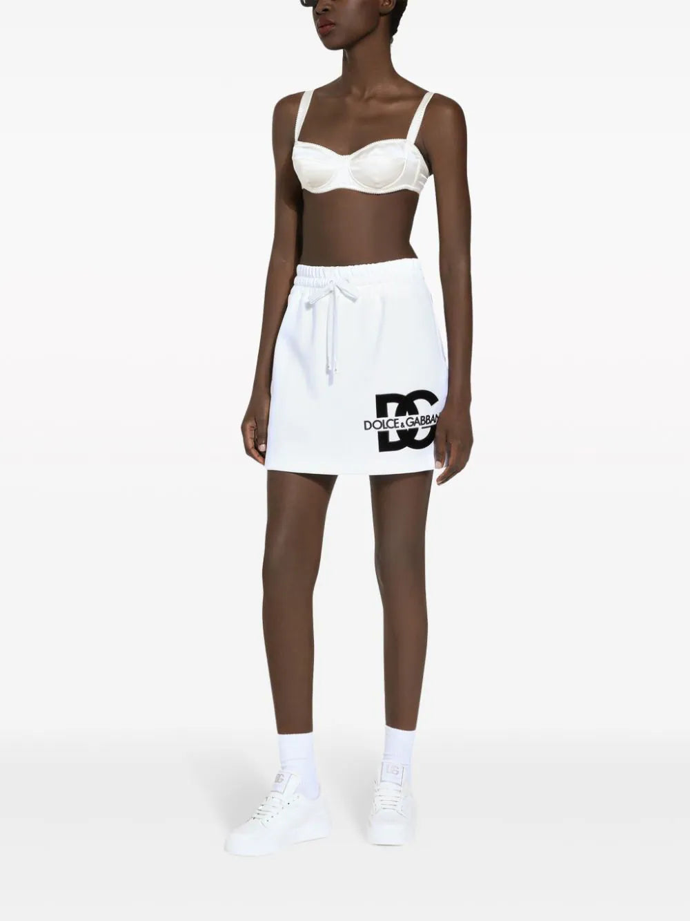 Dolce & Gabbana Jersey Miniskirt With Dg Logo Patch