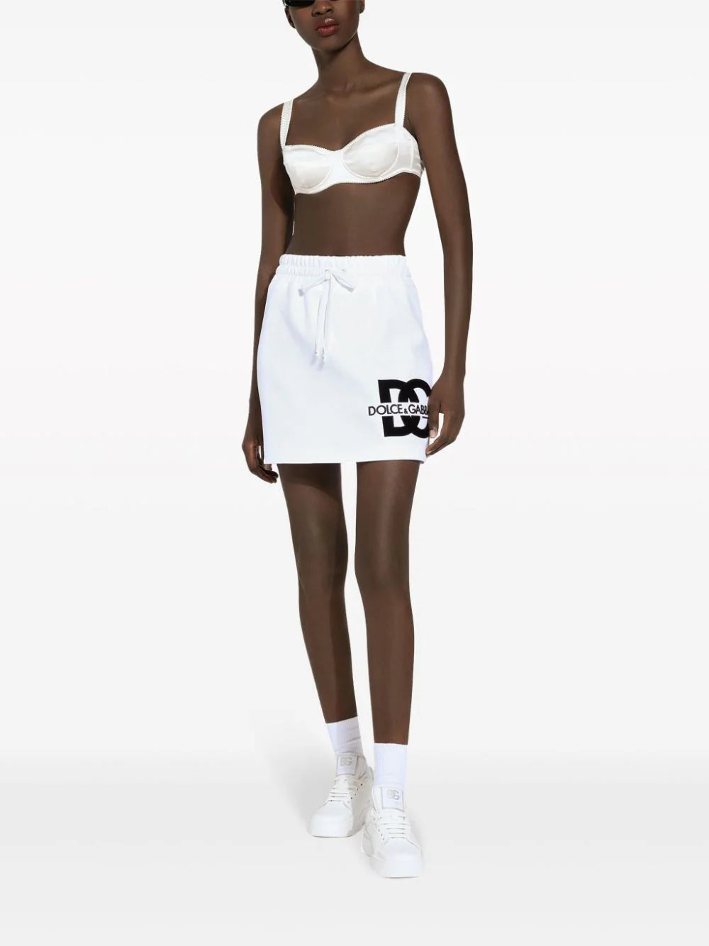 Dolce & Gabbana Jersey Miniskirt With Dg Logo Patch