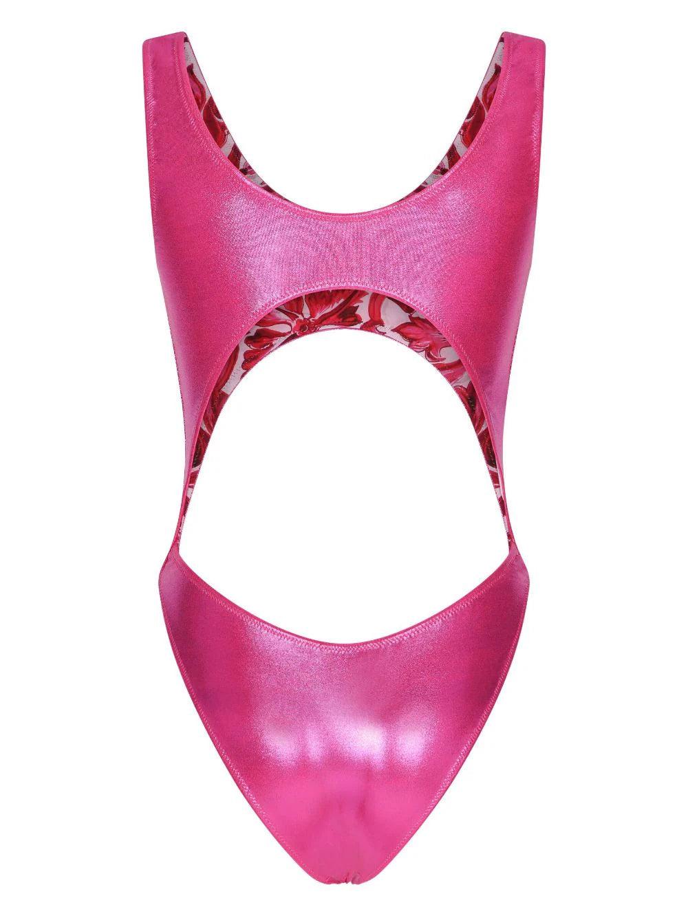 Dolce & Gabbana Laminated Cutout One-piece Swimsuit