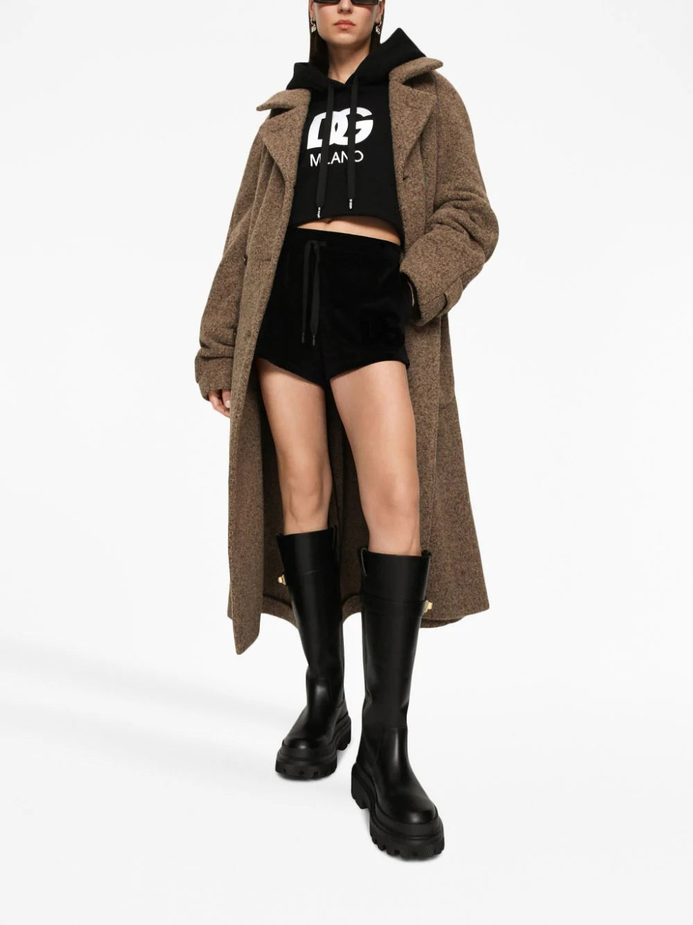 Dolce & Gabbana Logo Embroidery Cropped Hoodie