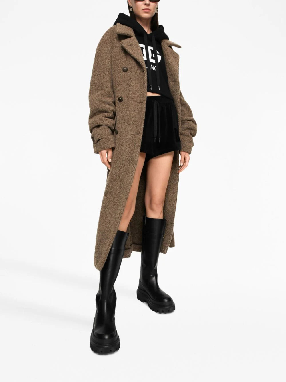 Dolce & Gabbana Logo Embroidery Cropped Hoodie