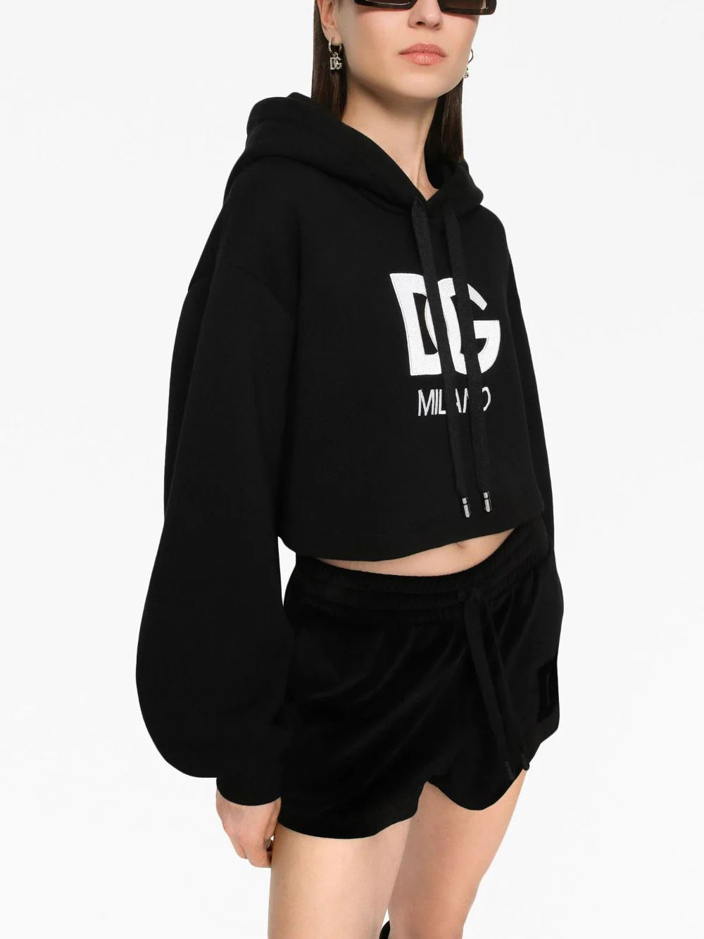 Dolce & Gabbana Logo Embroidery Cropped Hoodie