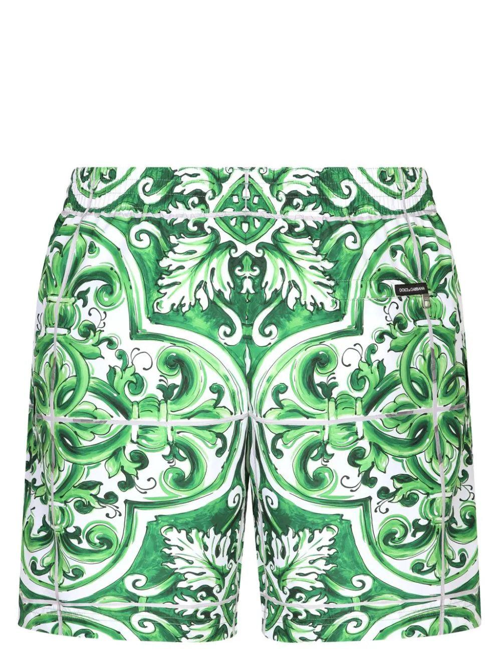 Dolce & Gabbana Maiolica Print Medium Swim Shorts
