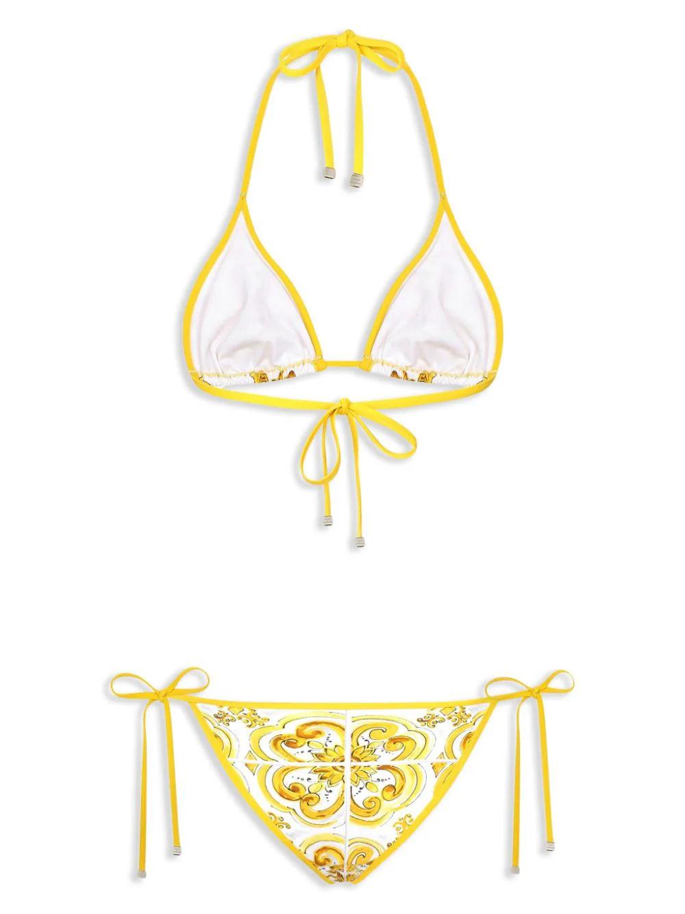 Dolce & Gabbana Maiolica Print Triangle Bikini