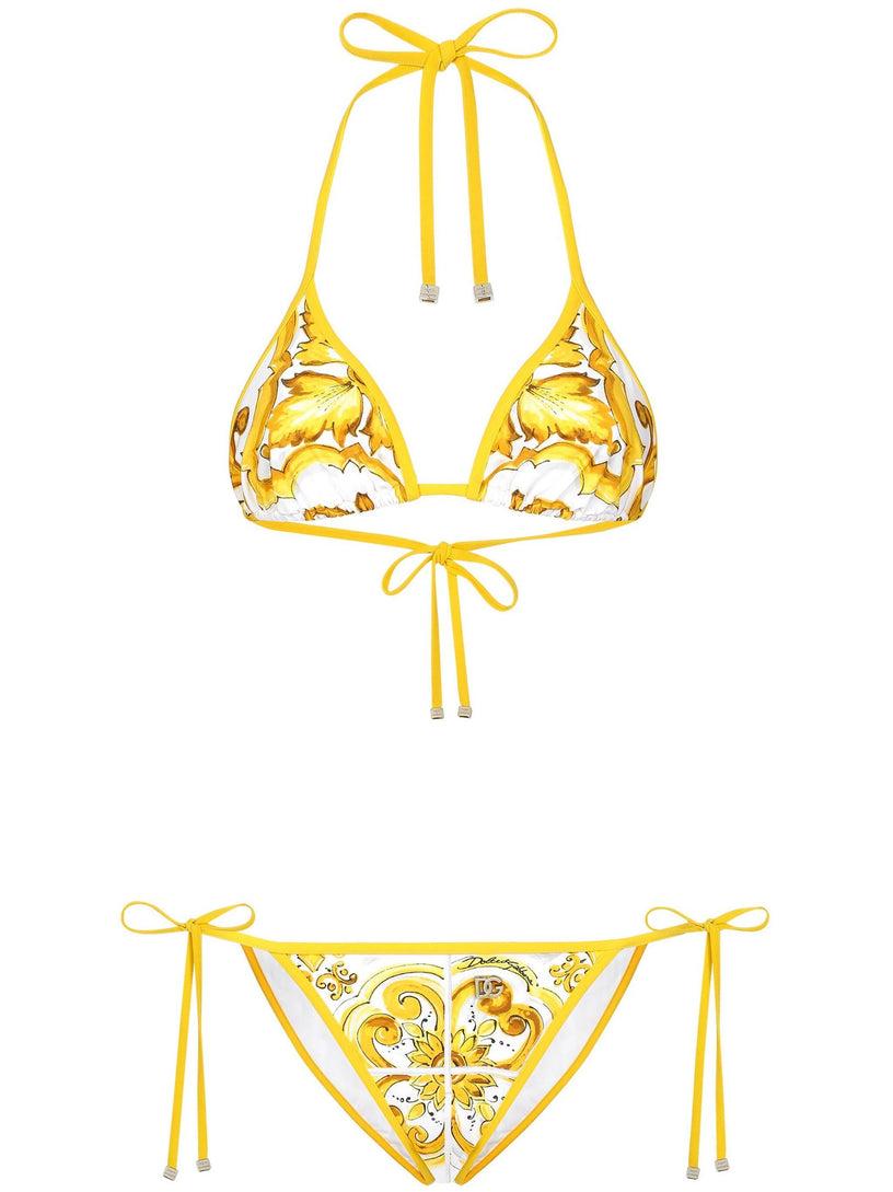 Dolce & Gabbana Maiolica print triangle bikini