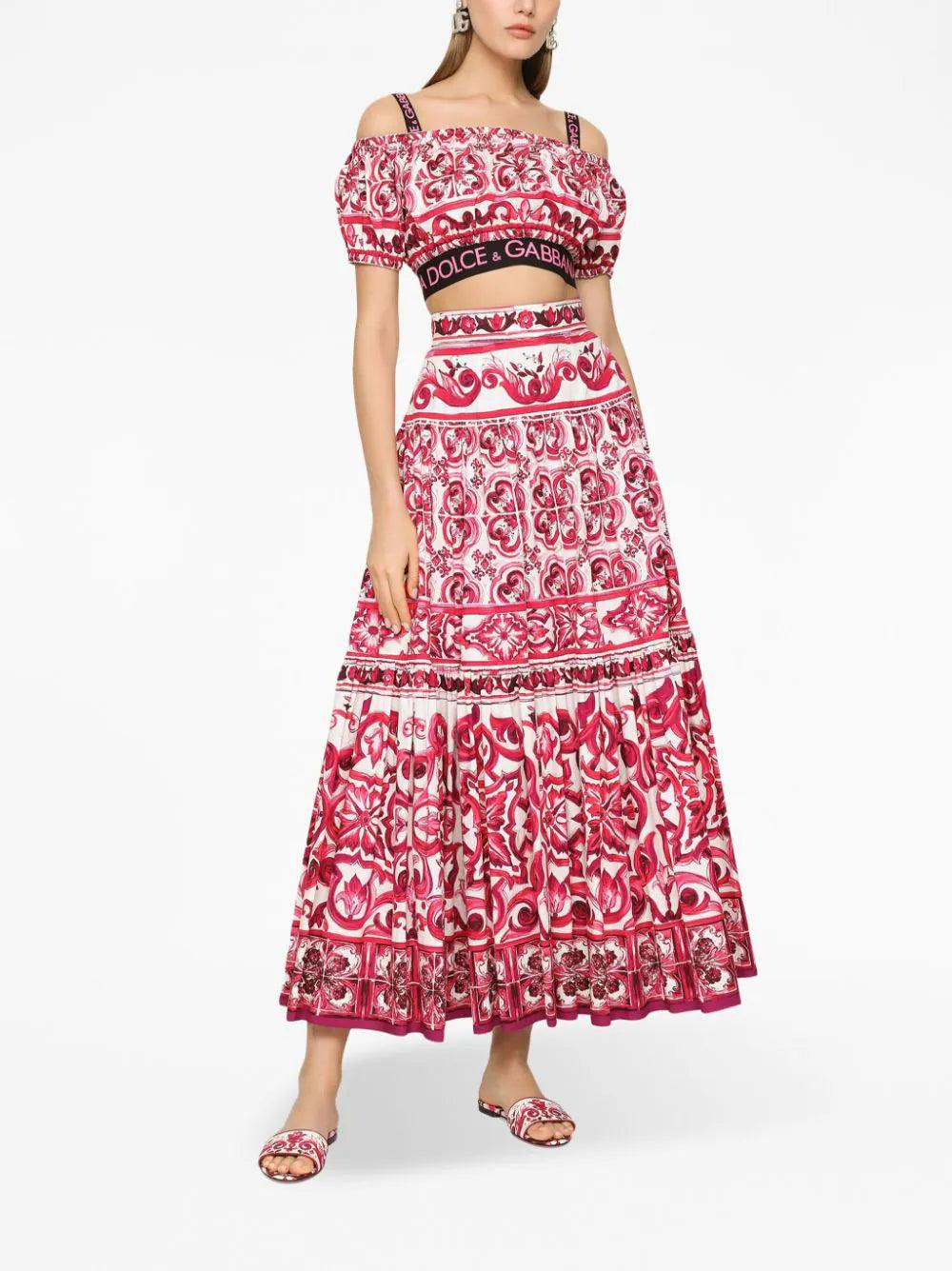 Dolce & Gabbana Majolica-print Poplin Crop Top