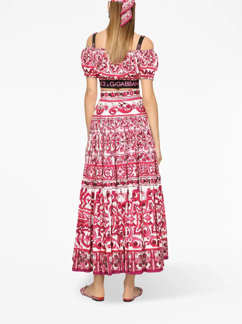 Dolce & Gabbana Majolica-print Poplin Crop Top