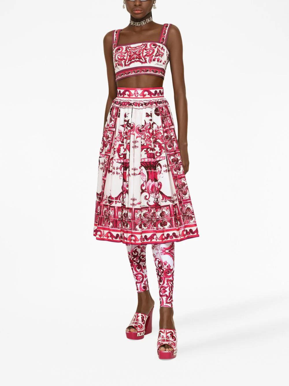 Dolce & Gabbana Midi Skirt With Majolica Print