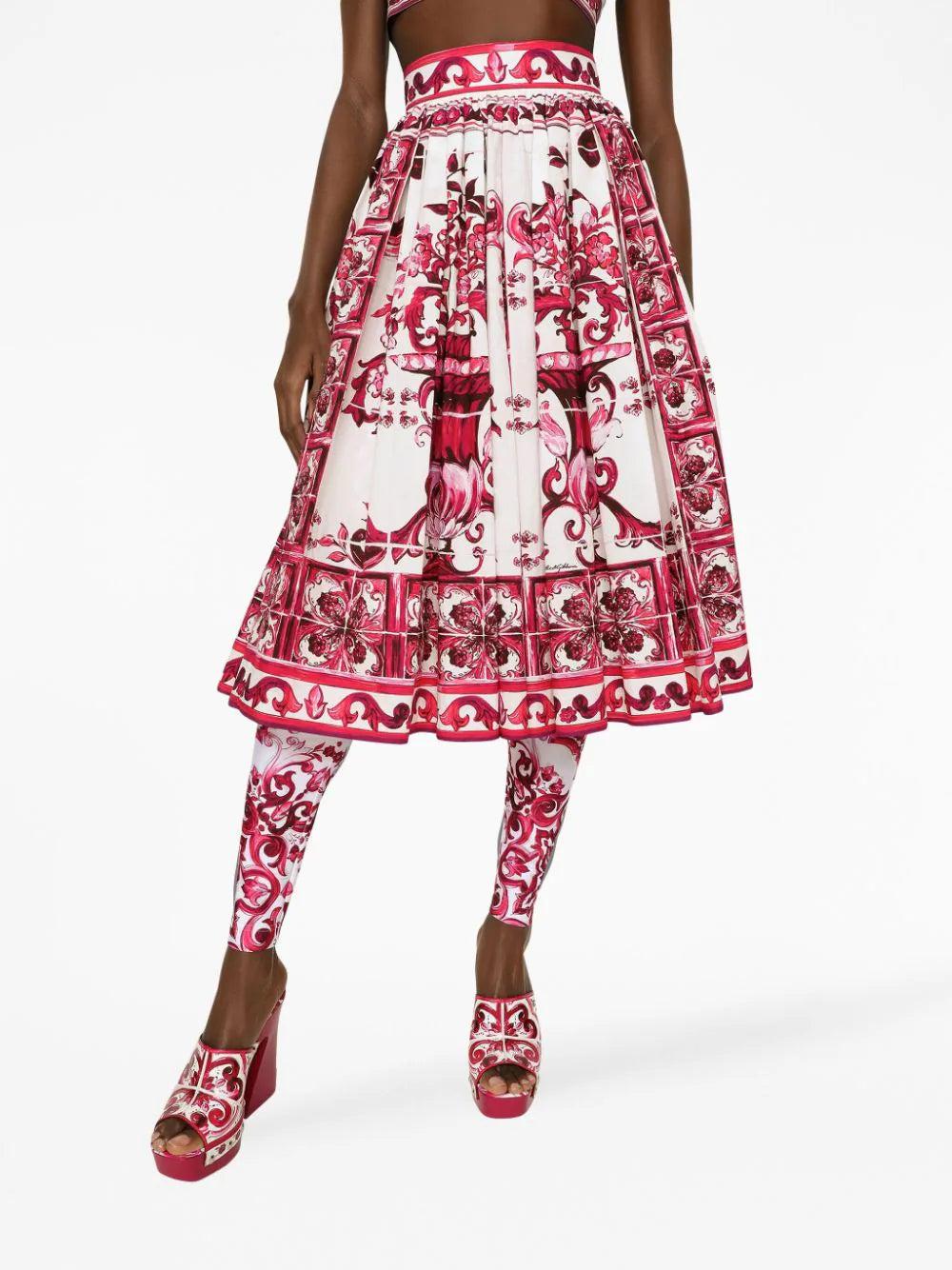 Dolce & Gabbana Midi Skirt With Majolica Print