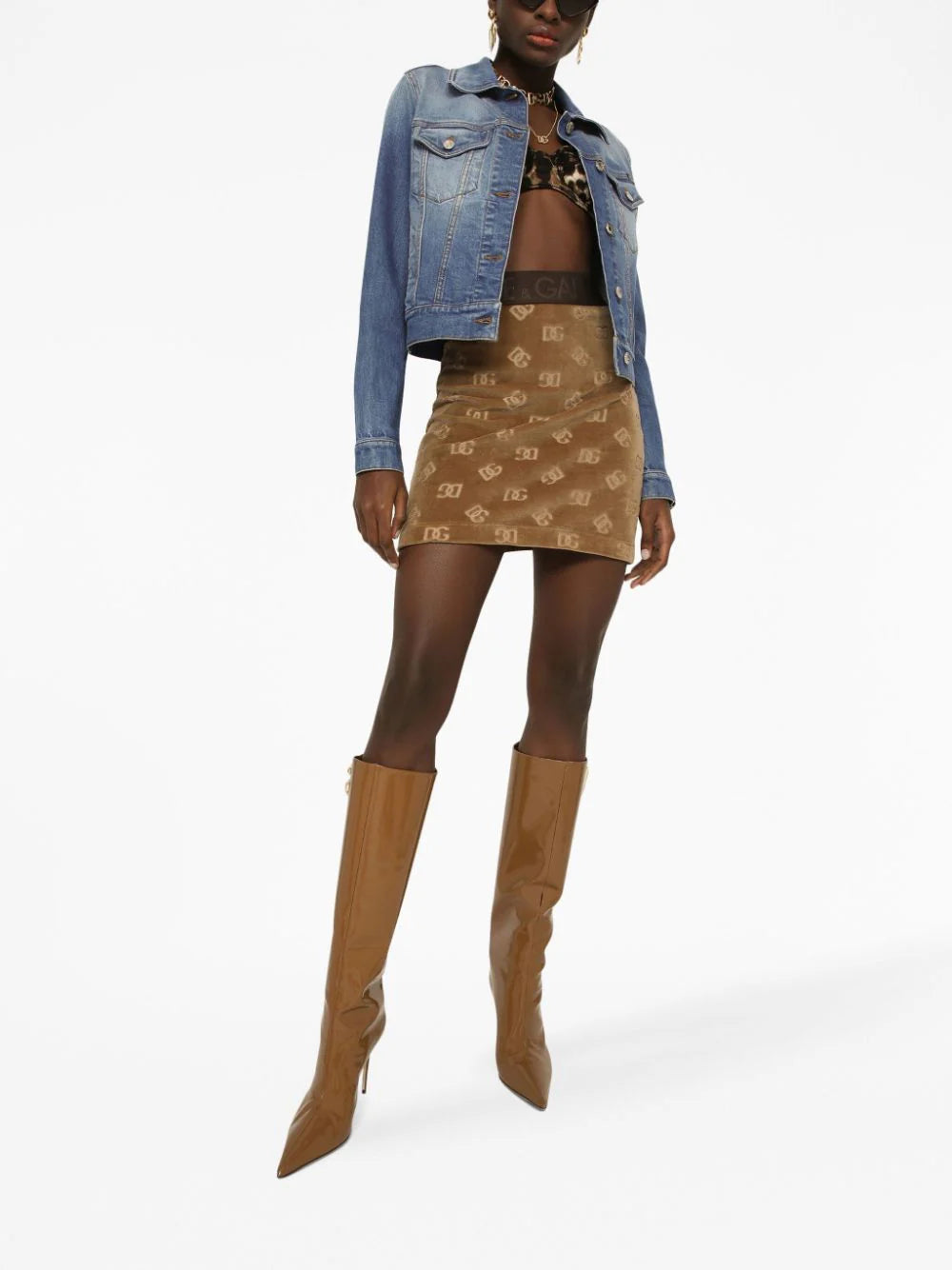 Dolce & Gabbana Miniskirt With All-over Dg Logo