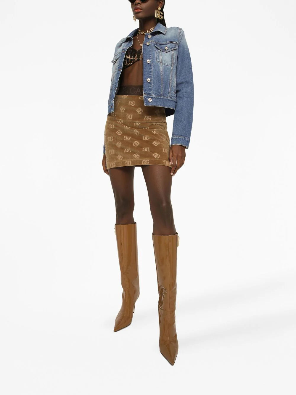 Dolce & Gabbana Miniskirt With All-over Dg Logo