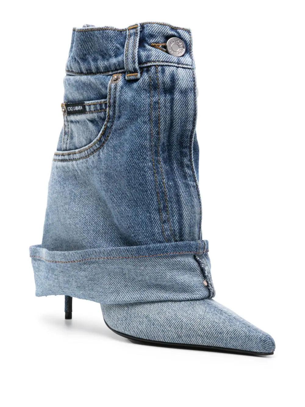 Dolce & Gabbana Patchwork Denim Ankle Boots