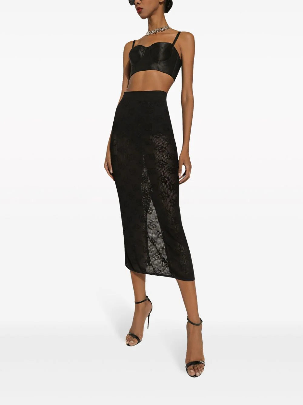Dolce & Gabbana Pencil Skirt With Jacquard Dg Logo