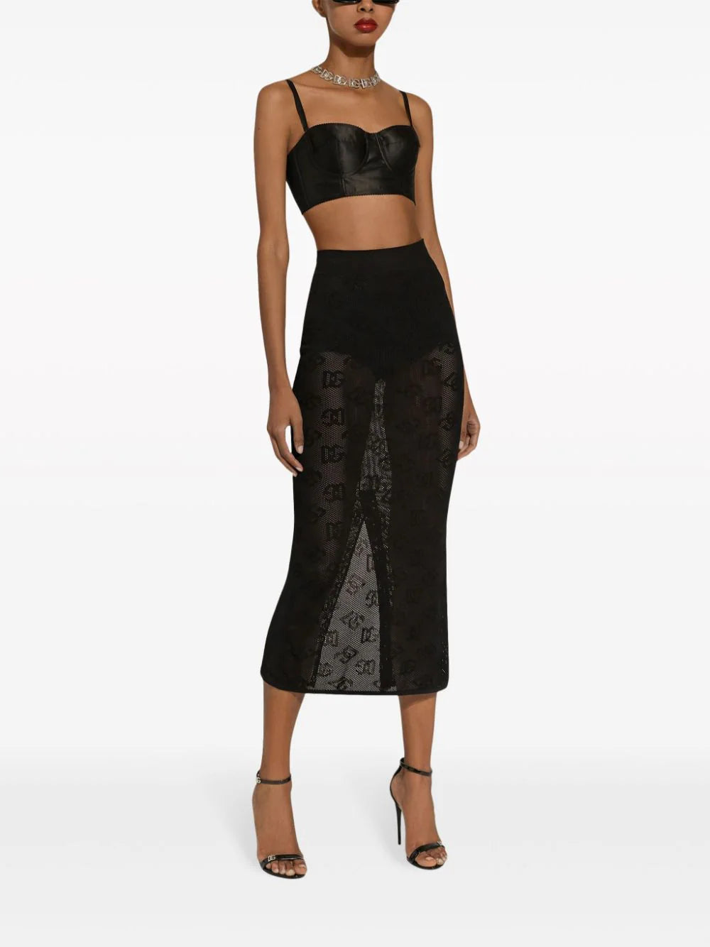 Dolce & Gabbana Pencil Skirt With Jacquard Dg Logo