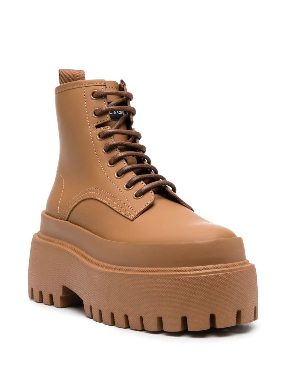 Dolce & Gabbana Rubberized Calfskin Ankle Boots