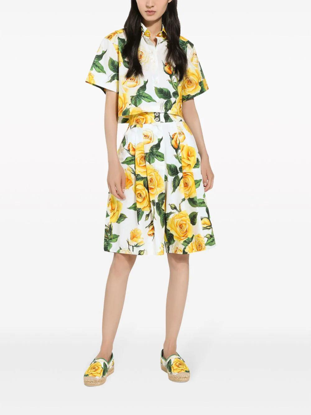 Dolce & Gabbana Shirt With Yellow Rose Print