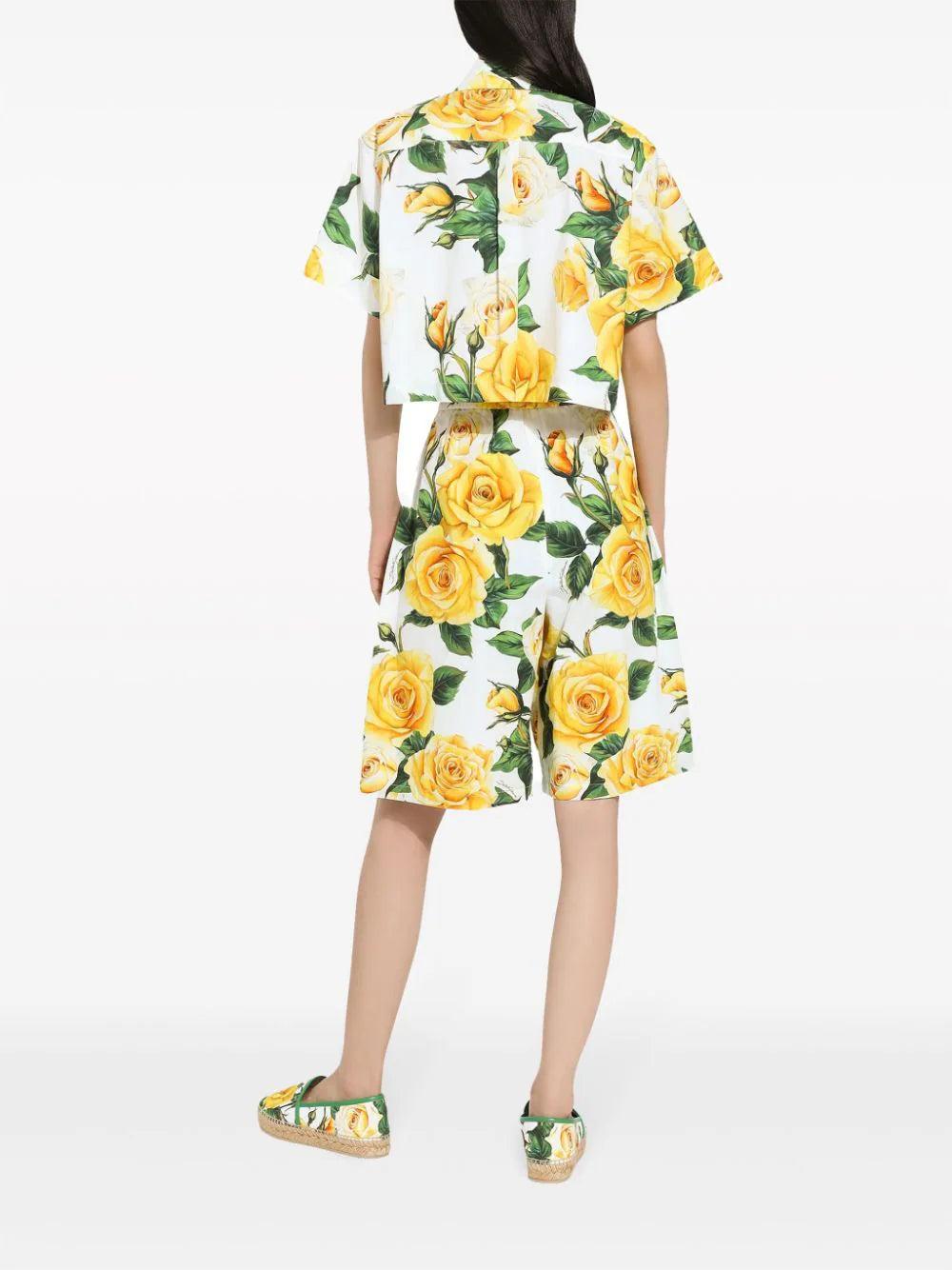 Dolce & Gabbana Shirt With Yellow Rose Print