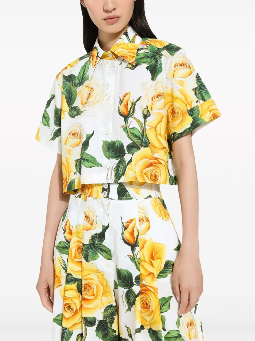 Dolce & Gabbana Shirt With Yellow Rose Print