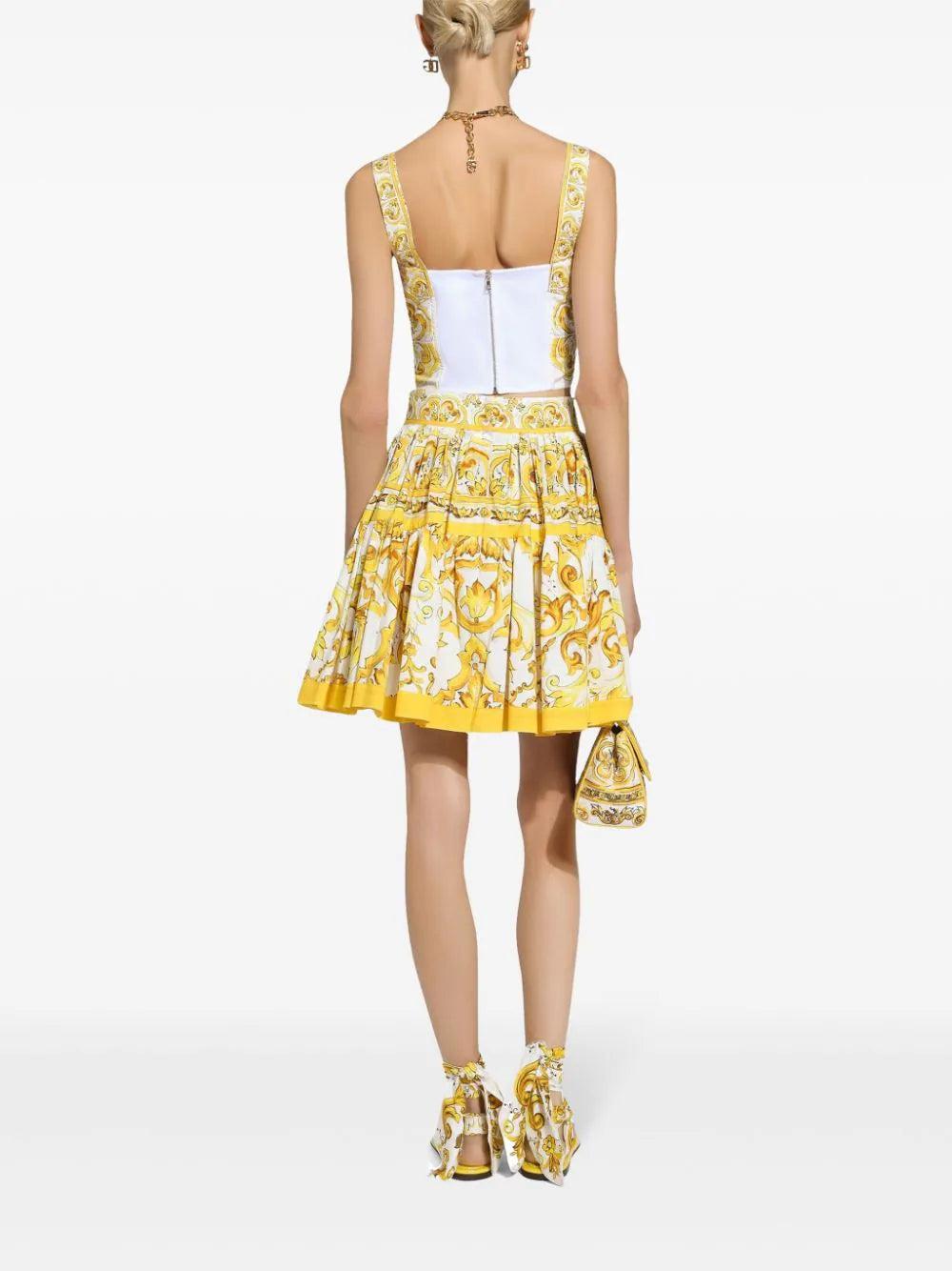 Dolce & Gabbana Short Circle Skirt In Majolica-print