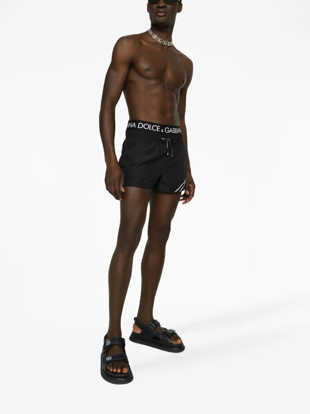 Dolce & Gabbana Short Swim Trunks With Branded Band