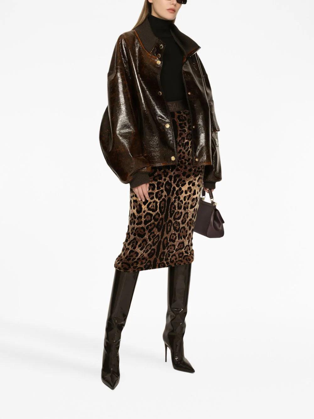 Dolce & Gabbana Skirt With Jacquard Leopard Design