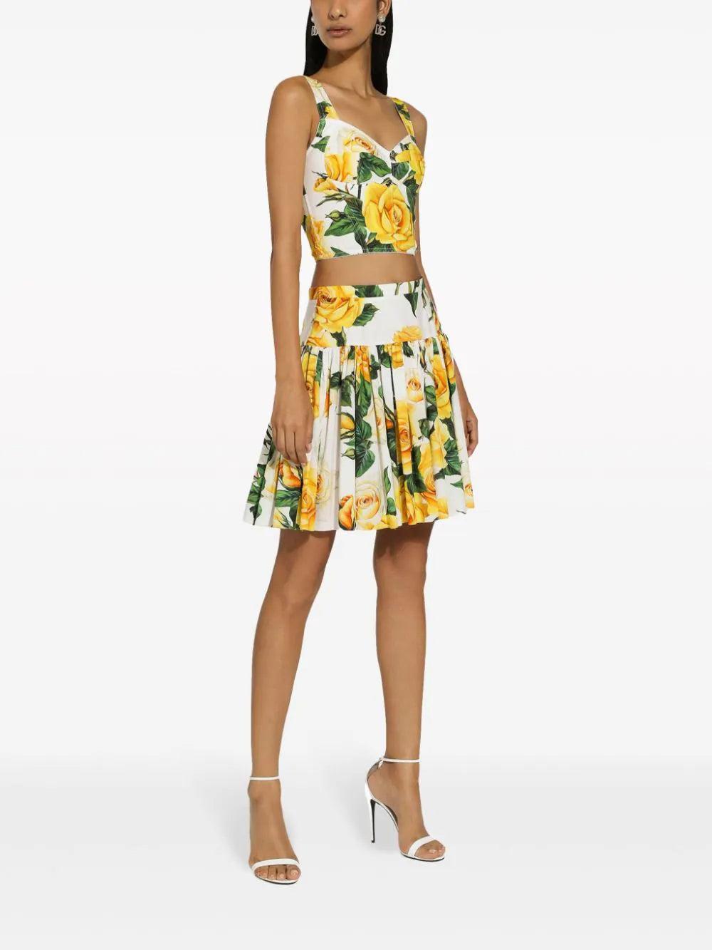 Dolce & Gabbana Skirt With Yellow Rose Print