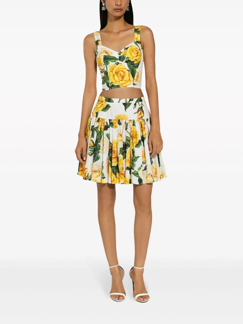 Dolce & Gabbana Skirt With Yellow Rose Print