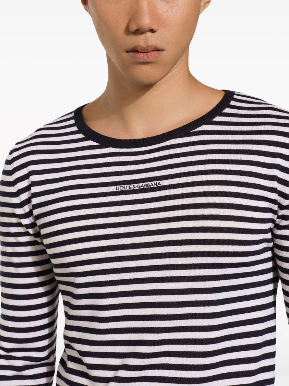 Dolce & Gabbana Sweater In Striped Virgin Wool