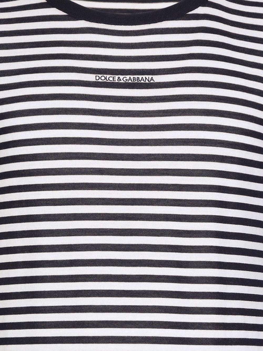 Dolce & Gabbana Sweater In Striped Virgin Wool
